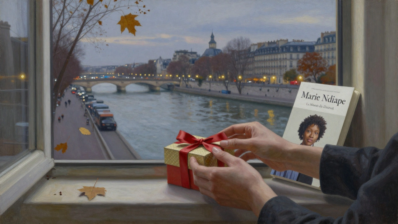 Un petit cadeau posé sur un rebord de fenêtre en bord de Seine, symbole de respect et de connexions silencieuses.