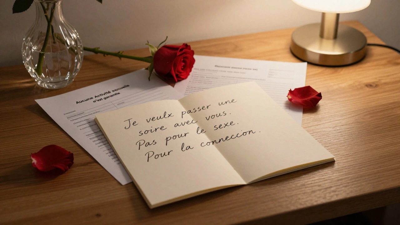 Une lettre manuscrite et un document signé sur un bureau, accompagnés d&#039;une rose qui tombe doucement.